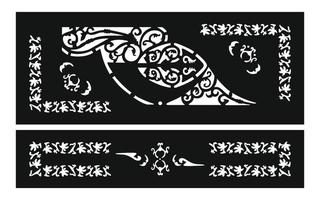 Black patterns with white background, Islamic vectors with floral panels for CNC laser cutting