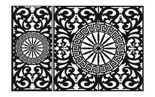 Black patterns with white background, Islamic vectors with floral panels for CNC laser cutting