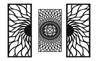 Black patterns with white background, Islamic vectors with floral panels for CNC laser cutting