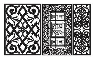 Decorative floral patterns, geometric template for cnc laser cutting vector