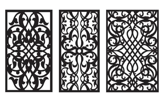 Decorative floral patterns, geometric template for cnc laser cutting vector