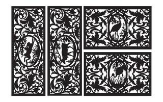 Decorative floral patterns, geometric template for cnc laser cutting vector