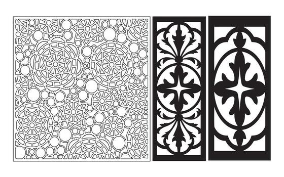 Decorative floral patterns, geometric template for cnc laser cutting vector