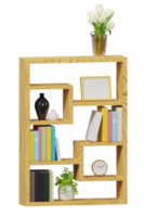 3D wooden bookshelf png