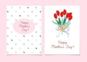 Happy Mother's Day. Holiday greeting cards. Vector illustrations for covers and posters. Cute prints for moms