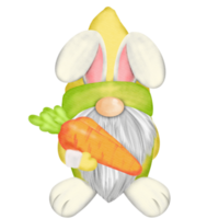 Gnome Watercolor Easter Clipart, Spring png, Gnome Rabbit png