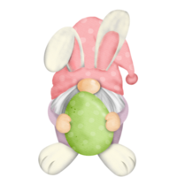 Gnome Watercolor Easter Clipart, Spring png, Gnome Rabbit png