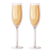 bicchieri di Champagne, scintillante vino illustrazione. cartone animato isolato bicchieri per contento compleanno, Natale e nuovo anno saluti png