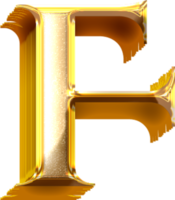 3D Gold Effect Letter F png