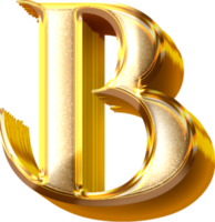 3d oro effetto lettera B png