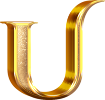 3D Gold Effect Letter U png