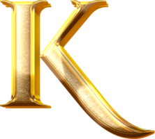 3D Gold Effect Letter K png