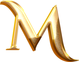 3D Gold Effect Letter M png