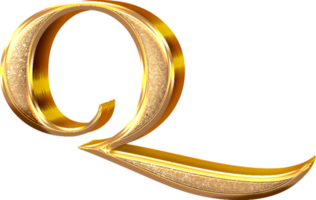 3D Gold Effect Letter Q png