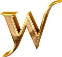 3D Gold Effect Letter W png