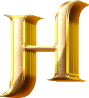 3d guld effekt brev h png