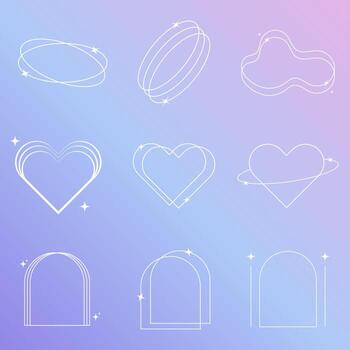 Y2K frame elements, frame design style 2000s, Y2K frame with sparkle star on gradient background vector