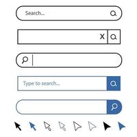 tableta buscar motor, vector ratón punteros cursores, vector web buscar barras, Internet navegador motor, buscando bar ilustración,