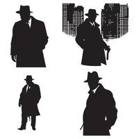 Mafia silhouette vector, Detective silhouette vector isolated on white background