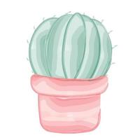 Cactus in pot. Draw illustration in watercolor vector