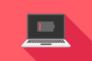 Laptop and battery notification icon flat design vector illustration