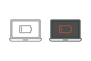 Laptop and battery notification icon vector design