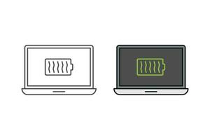 Laptop and battery notification icon vector design