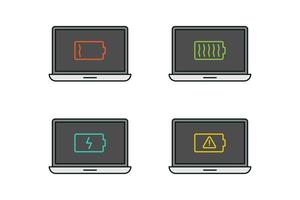 Laptop and battery notification icon vector design