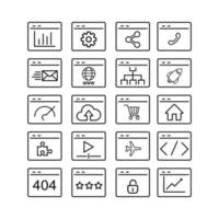 Set of outline SEO web UI icon vector illustration