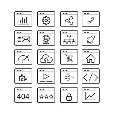 Set of outline SEO web UI icon vector illustration