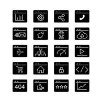 Set of black solid SEO web UI icon vector