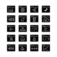 Set of black solid SEO web UI icon vector