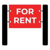 Real estate rent sign. Vector red sign for rent.