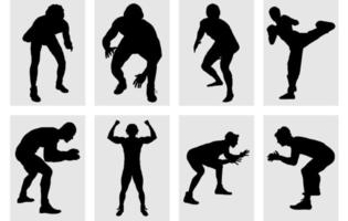 Wrestling silhouettes set free, Wrestler fighting silhouette, wrestlers vector silhouette, Athlete wrestler in wrestling Set