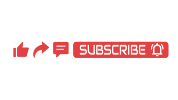 Subscribe button with like share and comment icon free png
