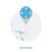 micronesia mapa y bandera, vector mapa icono con destacado micronesia