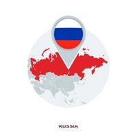 Russia map and flag, vector map icon with highlighted Russia