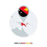 Papua New Guinea map and flag, vector map icon with highlighted Papua New Guinea