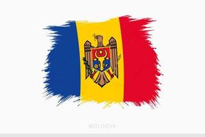 Grunge flag of Moldova, vector abstract grunge brushed flag of Moldova.