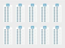 Set of multiplication tables for practice from 1 to 10, multiplication table without answers. vector