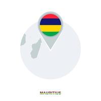 Mauritius map and flag, vector map icon with highlighted Mauritius