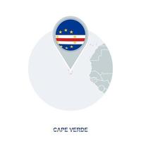 Cape Verde map and flag, vector map icon with highlighted Cape Verde