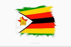 Grunge flag of Zimbabwe, vector abstract grunge brushed flag of Zimbabwe.