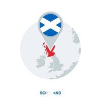 Scotland map and flag, vector map icon with highlighted Scotland
