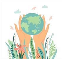 Vector illustration for Earth Day and other environmental concept. Isolated design for card, poster, banner, flyer and other.