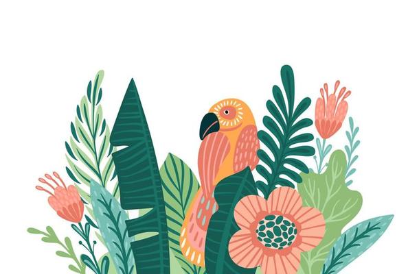 Abstract tropical illustration. Isolated border for posters, covers, cards, interior decor and other users.