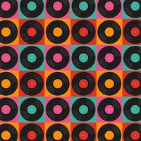 Pop Art Pattern With Vinyl Records. Musical Colorful Retro Vector Illustration In Flat Style