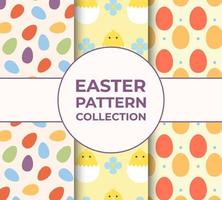 Easter Pattern Collection For Decoration, Package, Backdrop Colorful Flat Style Vector Illustration