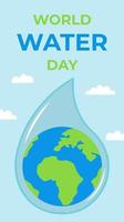 World Water Day Informing Flyer Leaflet With Earth In The Drop Ecology Vector Illustration In Flat Style