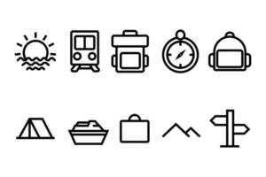 Vector Travel Vacation Holliday Icon Line art style